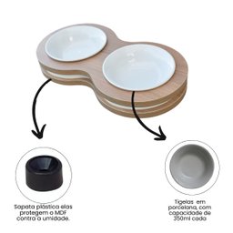 Comedouro Bebedouro Duplo Mdf Cães e Gatos - 4