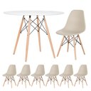Ver imagem 1 de KIT - Mesa redonda Eames 100 cm branco + 6 cadeiras Eiffel DSW Nude