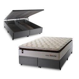 Conjunto Box Baú Super King New York Cinza 193x203x80 c/ Molas Ensacadas - 2
