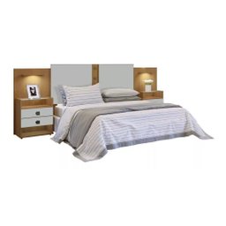 Cabeceira Casal com Mesa de Cabeceira - Rubi-Cinamomo/Off White - Móveis D'Doro - 1