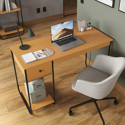 Mesa Computador Mulituso Escritório Quarto com Gaveta Criare Canela - 1