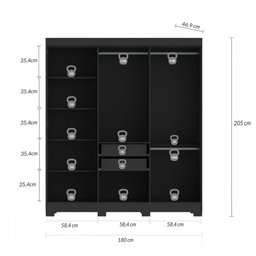 Guarda-roupa Casal Dakota 6 Portas 2 Gavetas Preto - Olivar Móveis - 4 Guarda-roupa Casal Dakota 6 Portas 2 Gavetas Preto - Olivar Móveis - 4