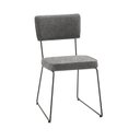 Ver imagem 1 de Cadeira de Jantar Minimalista Roma Tecido Linho Cinza Base Aço Preto - Ooca Móveis