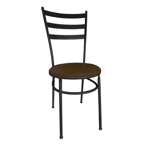 Cadeira de Cozinha Metal Preta com Estofado Marrom