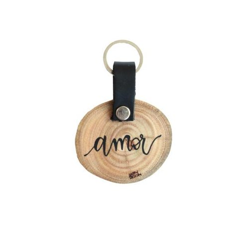 Chaveiro de Madeira Escrito Amor