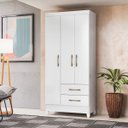 Ver imagem 1 de Guarda-Roupa Solteiro 3 Portas e 2 Gavetas Branco - Lima/Moval