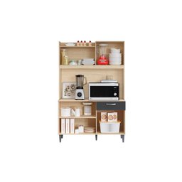 Cozinha Compacta 6 Portas 1 Gaveta Berlim Avena Grafito - Aramóveis - 2