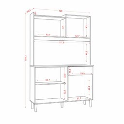 Cozinha Compacta 6 Portas 1 Gaveta Berlim Avena Grafito - Aramóveis - 4