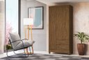 Ver imagem 1 de Guarda-Roupa Solteiro Lima 3 Portas e 2 Gavetas Moval Castanho Wood