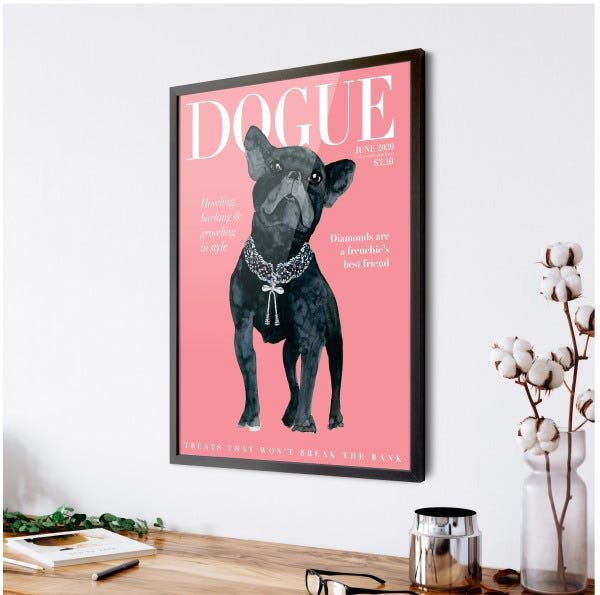 Quadro Decorativo Pet Dog Cachorro Buldogue Vidro A4 Preto - 2