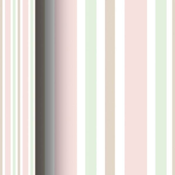Papel de Parede Adesivo Listra Rosa Verde Água Bege - SSLI-107 - ROLO - 2,50M X 50cm ( 1,25M² ) - 3
