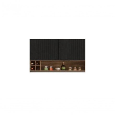 Armário Aéreo Cozinhas Itatiaia Exclusive 2 Portas Nicho Garrafeiro Grafite