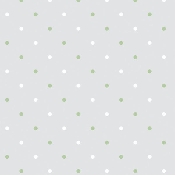 Papel de Parede Adesivo Poá Bolinhas Verde Branco Fundo Cinza - SSPO-021 - ROLO - 3,00M X 50cm ( 1,5 - 1