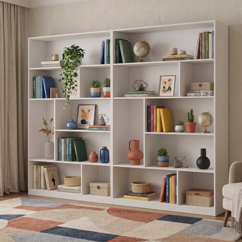 Kit 2 Estantes Decorativas para Livros 180 x 240cm Casuá Branca Seattle