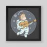 Quadro Infantil Unicorn Astronaut - 30x30cm - Moldura Padrão Preto - 1