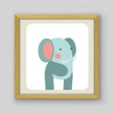 Ver imagem 1 de Quadro Infantil Elefante Cute - 40x40cm - Moldura Caixa Madeira