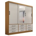 Ver imagem 1 de Guarda Roupa Casal com Espelho 3 Portas 9 Gavetas - Meridian -cinamomo/off White - Móveis D'doro