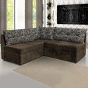 Ver imagem 1 de Sofá de Canto Quebec 5 Lugares Tecido Suede Marrom com Almofadas Café Floral