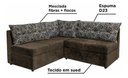 Ver imagem 2 de Sofá de Canto Quebec 5 Lugares Tecido Suede Marrom com Almofadas Café Floral