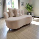 Ver imagem 1 de Namoradeira Sofá Feijão Suria Orgânica Veludo Bege