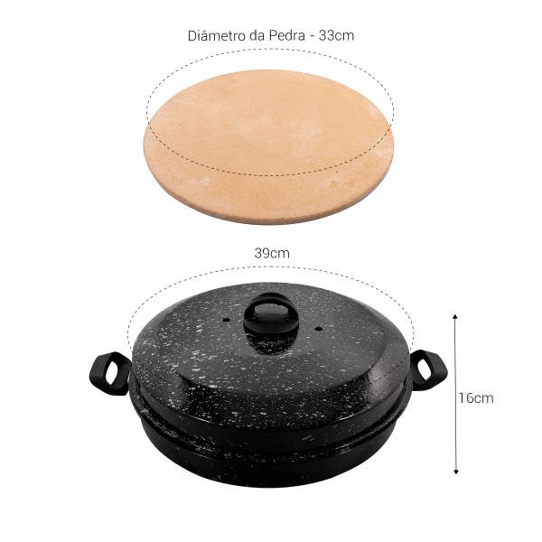 Forno Para Pizza Portátil Pedra Refratária Usar na Churrasqueira e Fogão - Wp Connect - 5