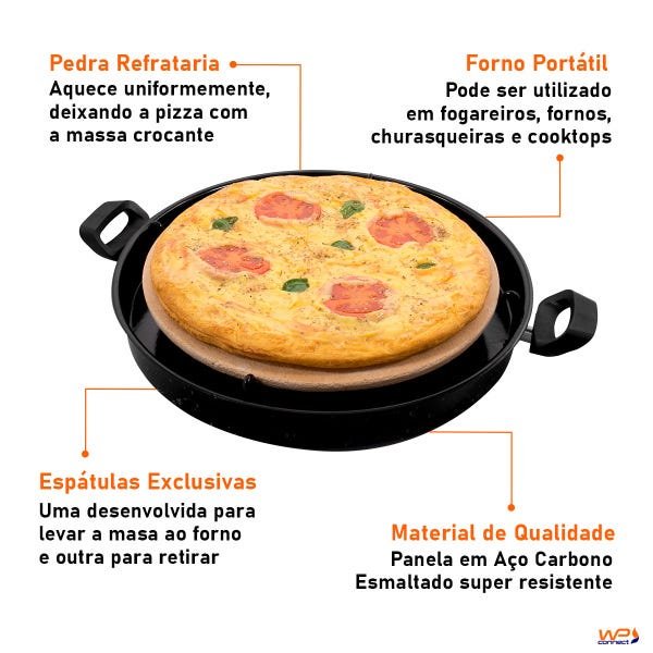 Forno Para Pizza Portátil Pedra Refratária Usar na Churrasqueira e Fogão - Wp Connect - 6