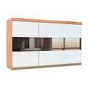 Ver imagem 1 de Armário Aéreo 120 cm com Espelho 100% Mdf Chardonnay 3 PT Castanho e Branco