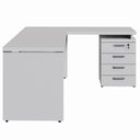 Ver imagem 4 de Mesa em L Escritório 1,50m Gaveteiro 4 Gavetas Pé Painel F5 Cor:cinza