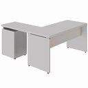 Ver imagem 5 de Mesa em L Escritório 1,50m Gaveteiro 4 Gavetas Pé Painel F5 Cor:cinza