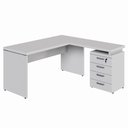 Ver imagem 3 de Mesa em L Escritório 1,50m Gaveteiro 4 Gavetas Pé Painel F5 Cor:cinza