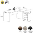 Ver imagem 2 de Mesa em L Escritório 1,50m Gaveteiro 4 Gavetas Pé Painel F5 Cor:cinza
