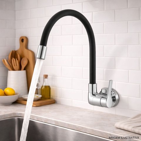 Torneira para Cozinha 34,2cm x 7,7cm Autralis Cromado/Preto Meber Metais