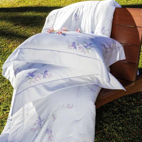 Edredom Queen com Fronhas 300 Fios Orquídea Celeste - Naturalle Fashion Estampado