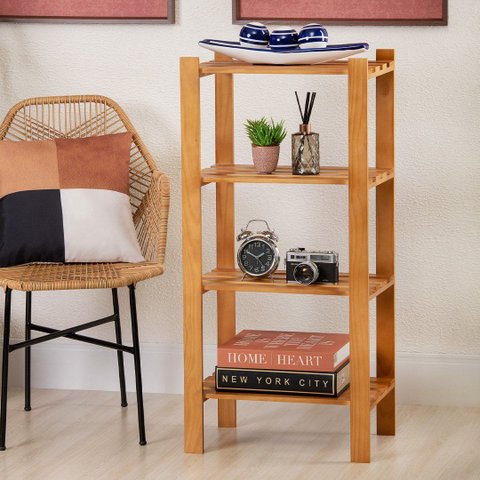 Estante Multiuso Torre Natural & Colors 4 Prateleiras Along Mel