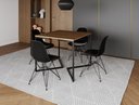 Ver imagem 1 de Mesa Industrial Base Ferro Preto em V Tampo 90x90 Amendoa 4 Cadeiras Eames Ferro Assento Preto