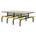 Ver imagem 1 de Mesa para Refeitório Fixa 8 Lugares Mdp Branco de 25 Mm - Assento Amarelo - 50102