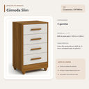 Ver imagem 4 de Cômoda Slim 4 Gavetas para Quarto Cinamomo Off White Formimóveis