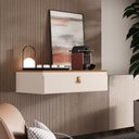 Ver imagem 4 de Penteadeira Suspensa Diana Multiuso Puxador Corino Qualitare:offwhite Cedro