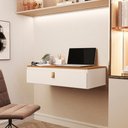 Ver imagem 3 de Penteadeira Suspensa Diana Multiuso Puxador Corino Qualitare:offwhite Cedro