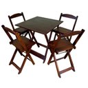 Ver imagem 2 de Conjunto Mesa Dobrável Área Externa 70x70cm com 4 Cadeiras Madeira Maciça Imbuia