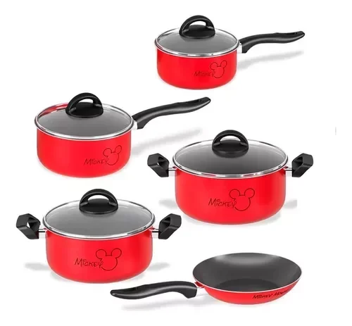 Jogo de Panela 5 peças Mickey Mouse cor Vermelha - 1