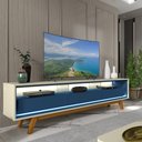 Ver imagem 1 de Rack para Tv com Led Requinte 212 Off White Azul Royal - Gelius