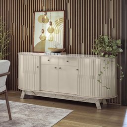 Buffet 4 Portas 2 Gavetas Mônaco - Calacata/off White - 1