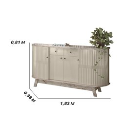 Buffet 4 Portas 2 Gavetas Mônaco - Calacata/off White - 3