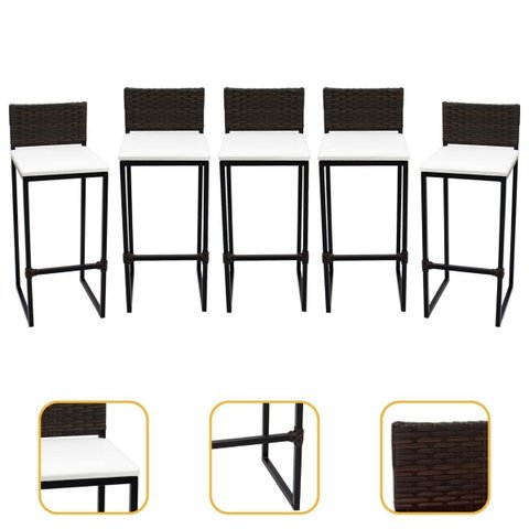 Kit 5 Bancos Quadrado Junco Argila para Bancada Alta Cozinha Área Gourmet Bistrô Piscina Bar