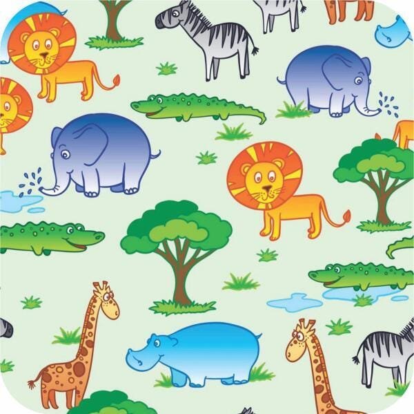 Papel De Parede Infantil Safari Animais A397 Adesivo Fosco - 1