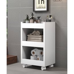 Armário Balcão Lavanderia Área De Serviço Com Rodas Brancas - 2