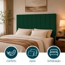 Ver imagem 2 de Cabeceira Estofada Elen Moderna para Quarto Cama Box Casal 140 cm Tecido Suede Verde