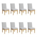 Ver imagem 1 de Kit 8 Cadeiras de Jantar Solana Boucle Cinza Base de Madeira - Pallazio