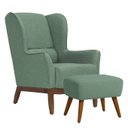 Ver imagem 2 de Poltrona Dekorien Milena Linho Verde Sálvia com Puff Premium Decoração